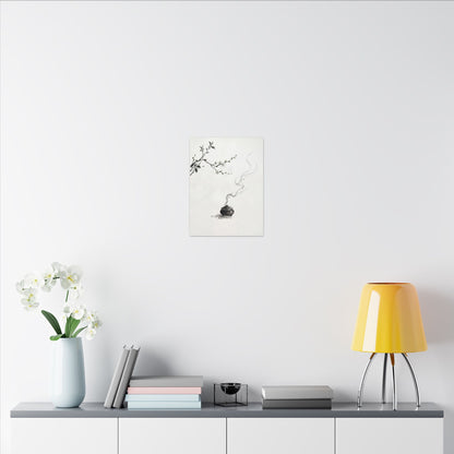 Calm Incense Smoke Canvas Art - Sumi E Zen