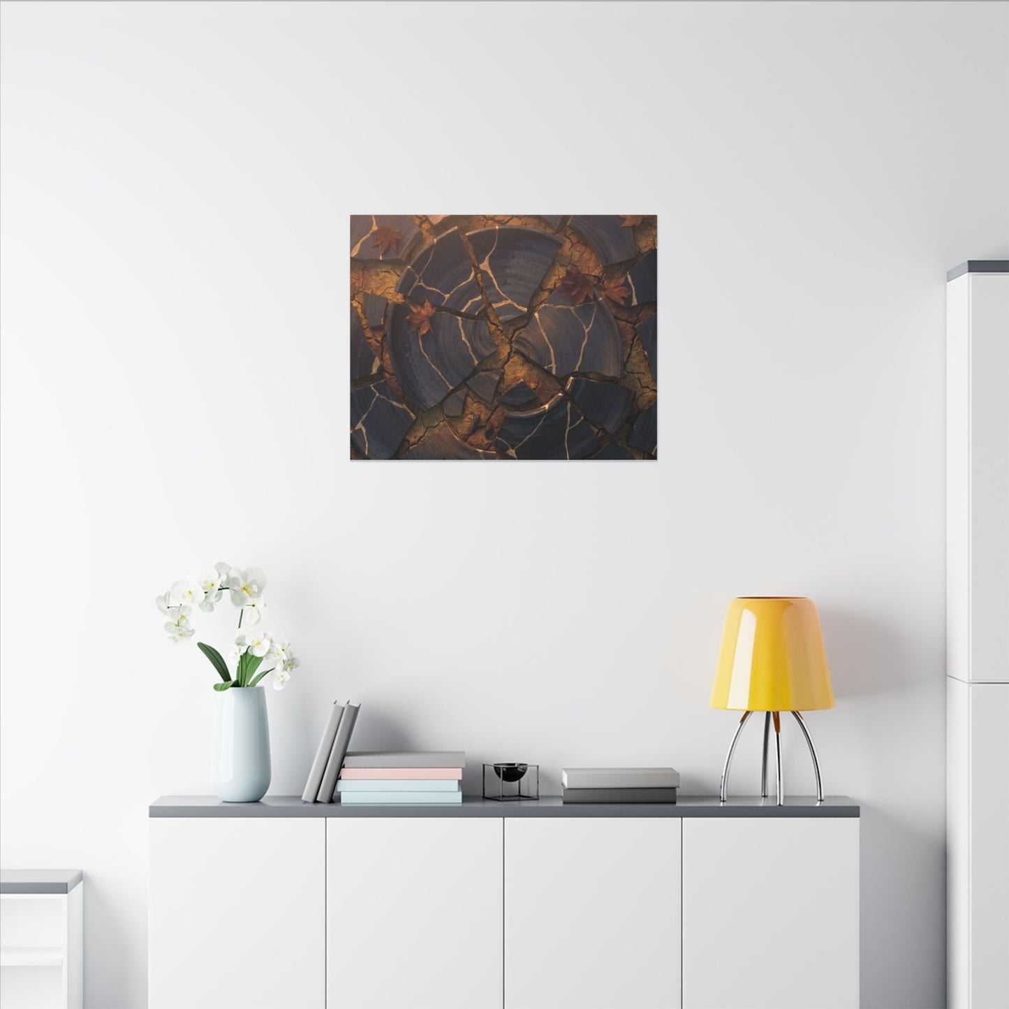 Autumn Cracked Earth Gold Repair Canvas Art | Philosophical Decor