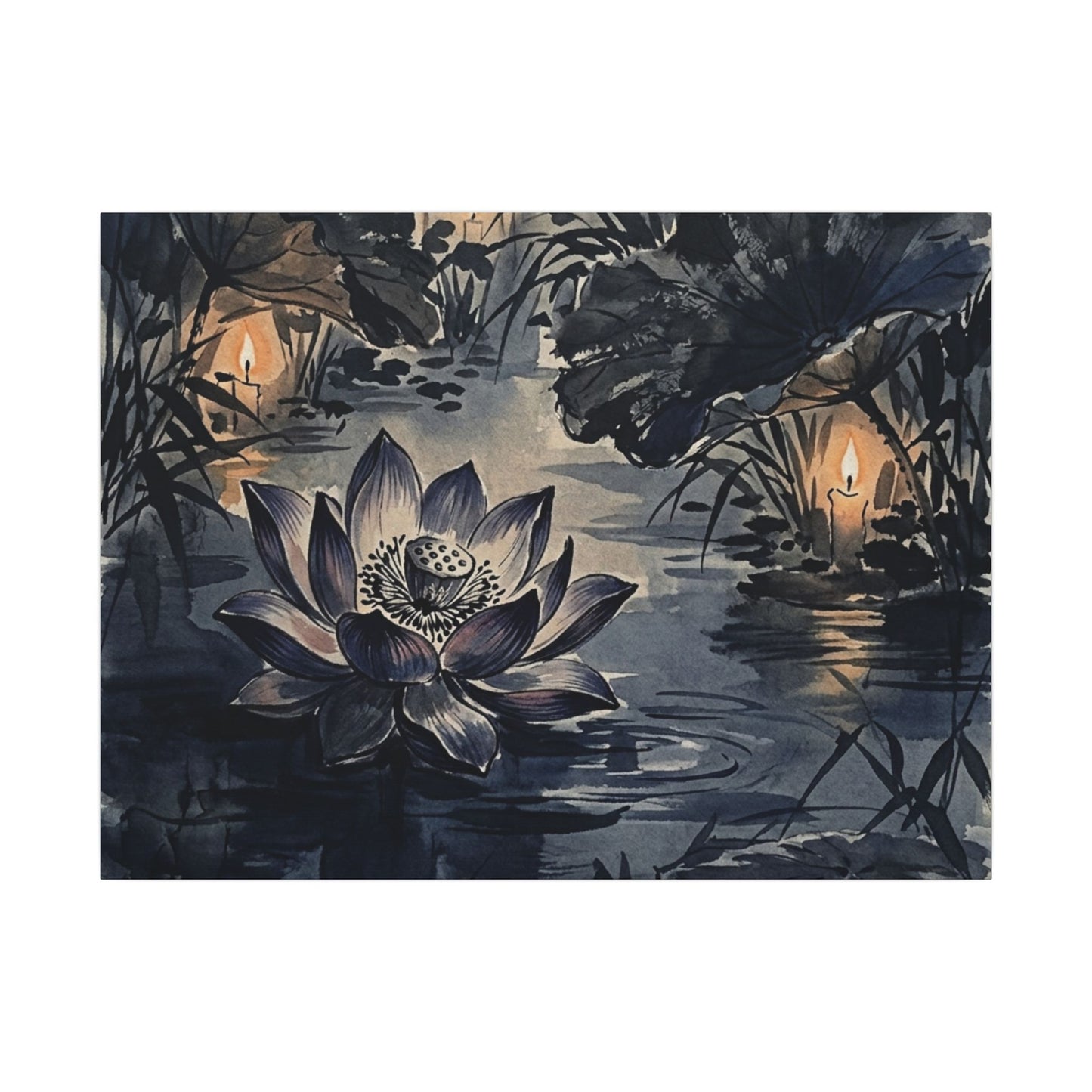 Fukinsei Lotus Flower Canvas Art - Zen Sumi E Art Print