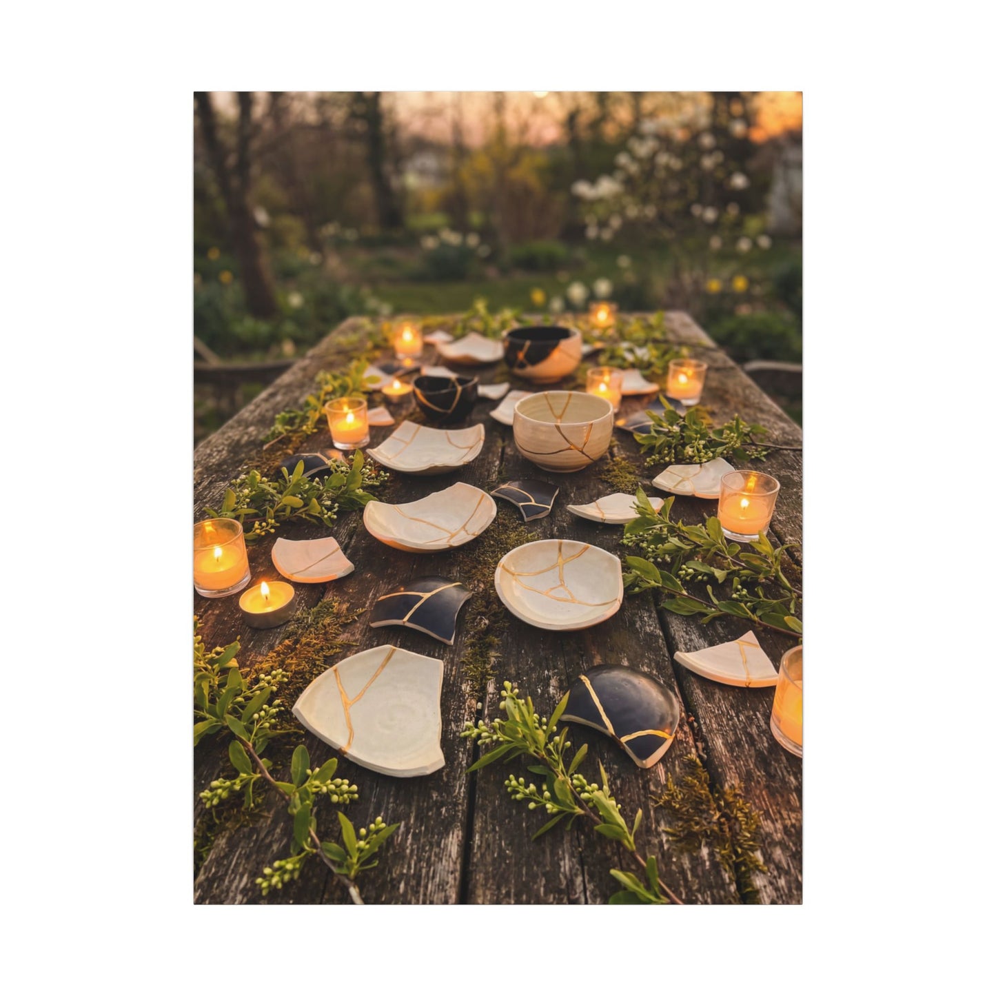Broken Pottery Spring Canvas Art | Kintsugi Beautiful Design