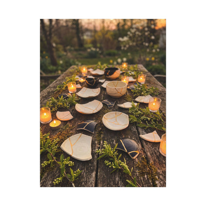 Broken Pottery Spring Canvas Art | Kintsugi Beautiful Design