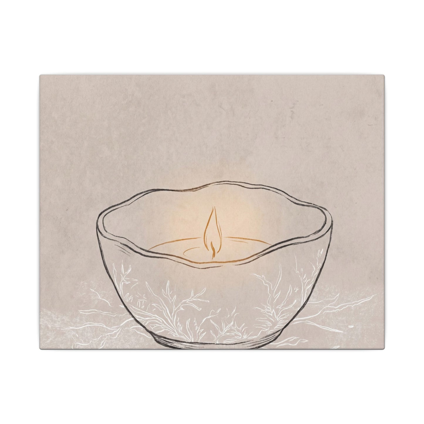 Ceramic Bowl Minimal Line Canvas Art | Neutral Japandi Art