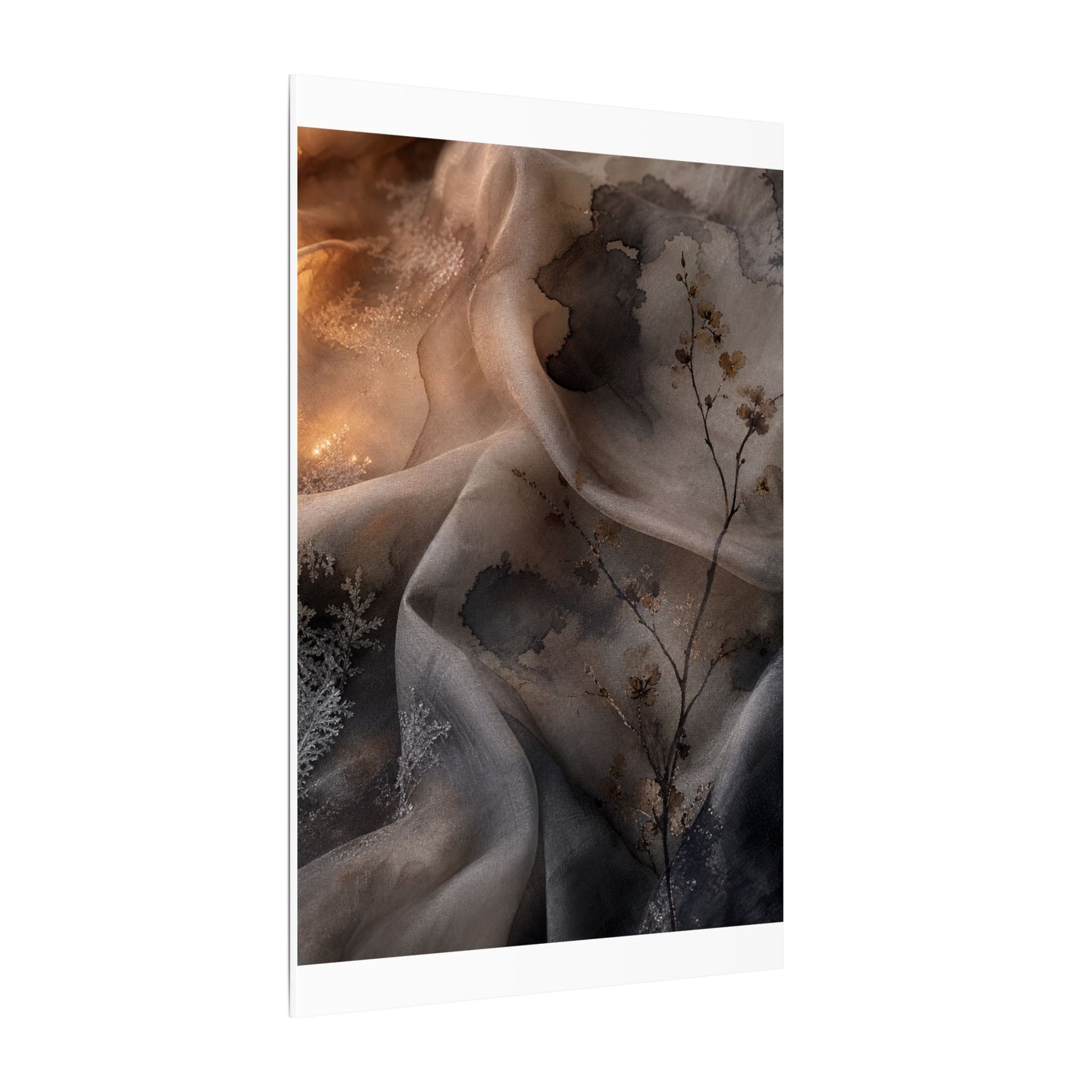 Japandi Silk Drape in Candlelight | Watercolor Canvas Art