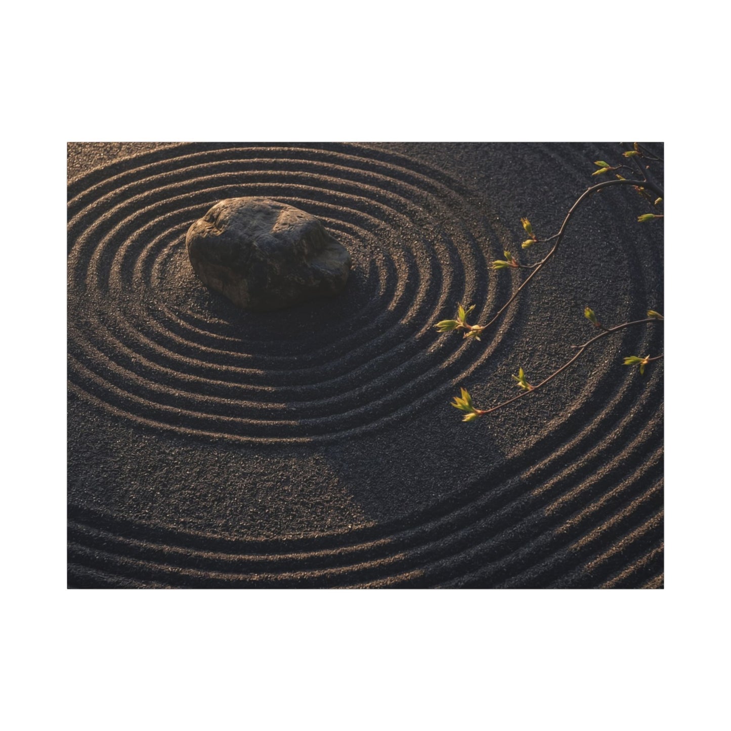 Rock Garden Shadow Zen Canvas Art | Bold Dark Japandi Art
