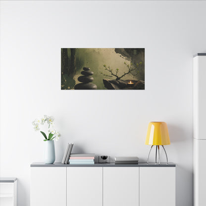 River Stones Spring Canvas Art | Zen Contemplative Design