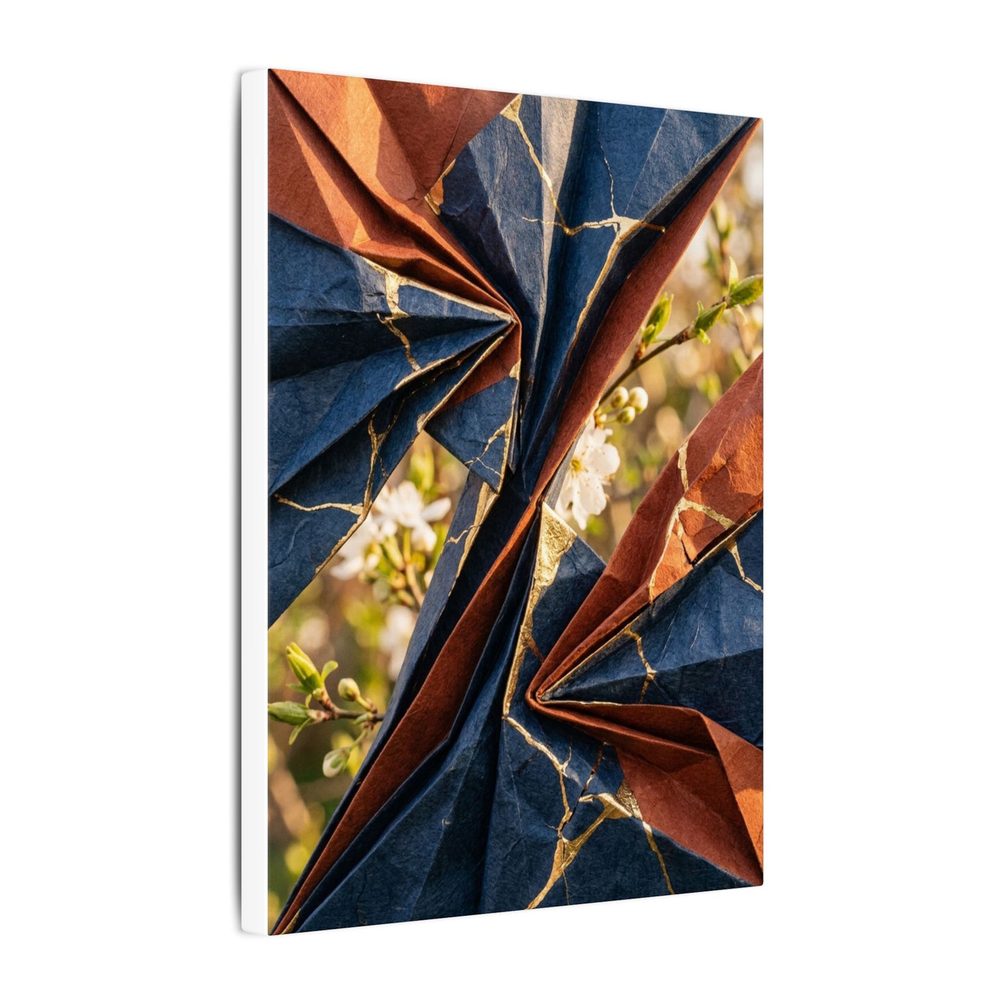 Kintsugi Paper Fold in Golden Hour | Crackle Gold Canvas Art