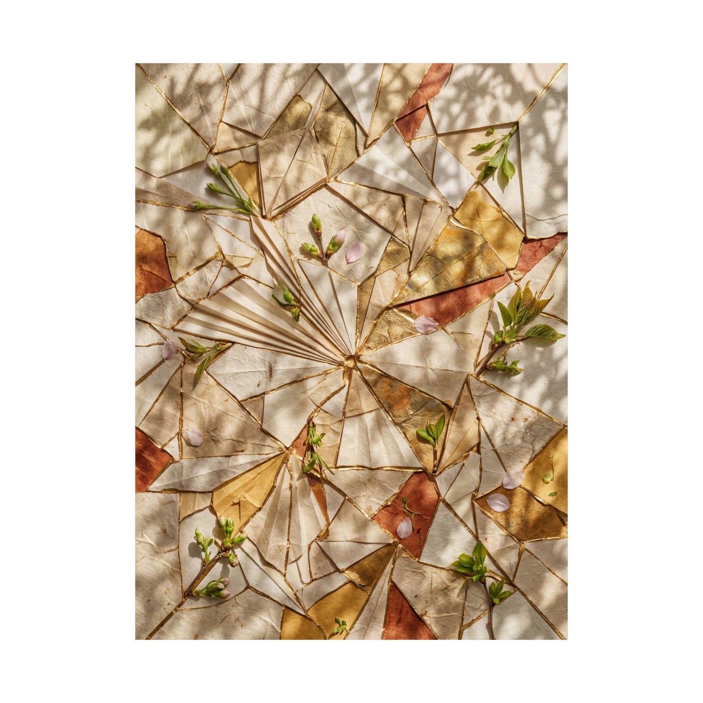 Artful Paper Fold Wall Art Print - Gold Repair Kintsugi