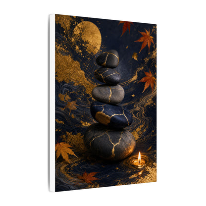 River Stones Autumn Canvas Art | Kintsugi Artful Design