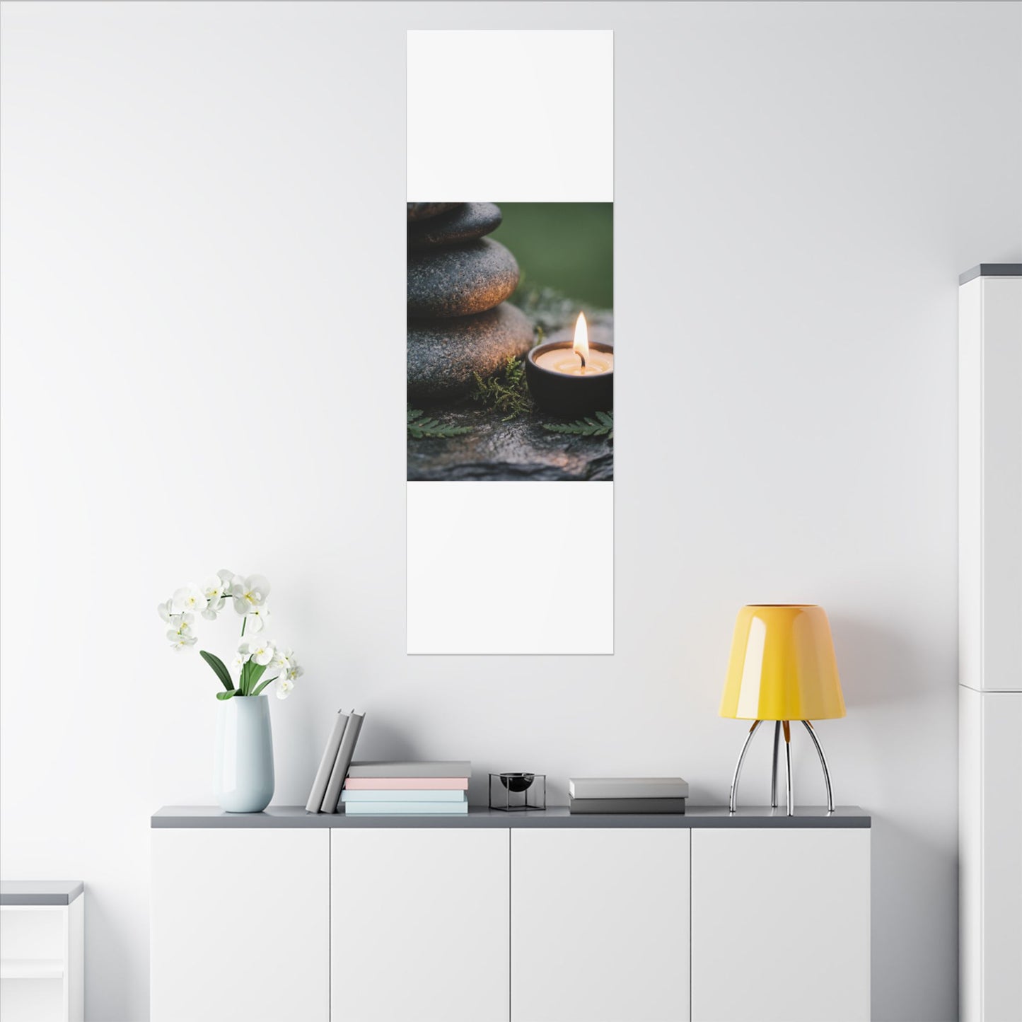 Warm River Stones Canvas Art - Japanese Pattern Japandi