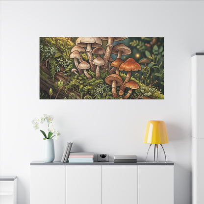 Spring Wild Mushrooms Herbarium Canvas Art | Rustic Decor