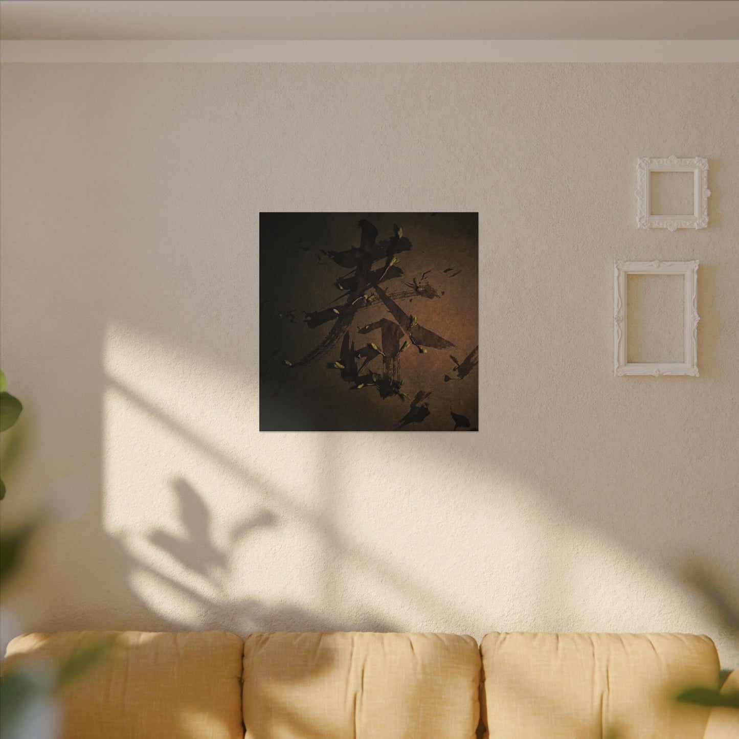 Calligraphy Shadow Zen Canvas Art | Bold Dark Japandi Art