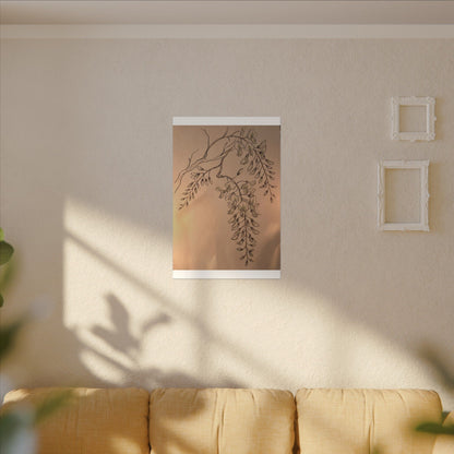 Japandi Wisteria in Candlelight | Minimal Line Canvas Art