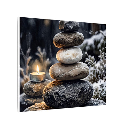 River Stones Canvas Art | Winter Japandi Watercolor Art