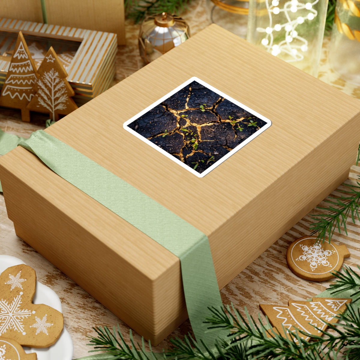 Seijaku Cracked Earth Sticker - Kintsugi Crackle Gold