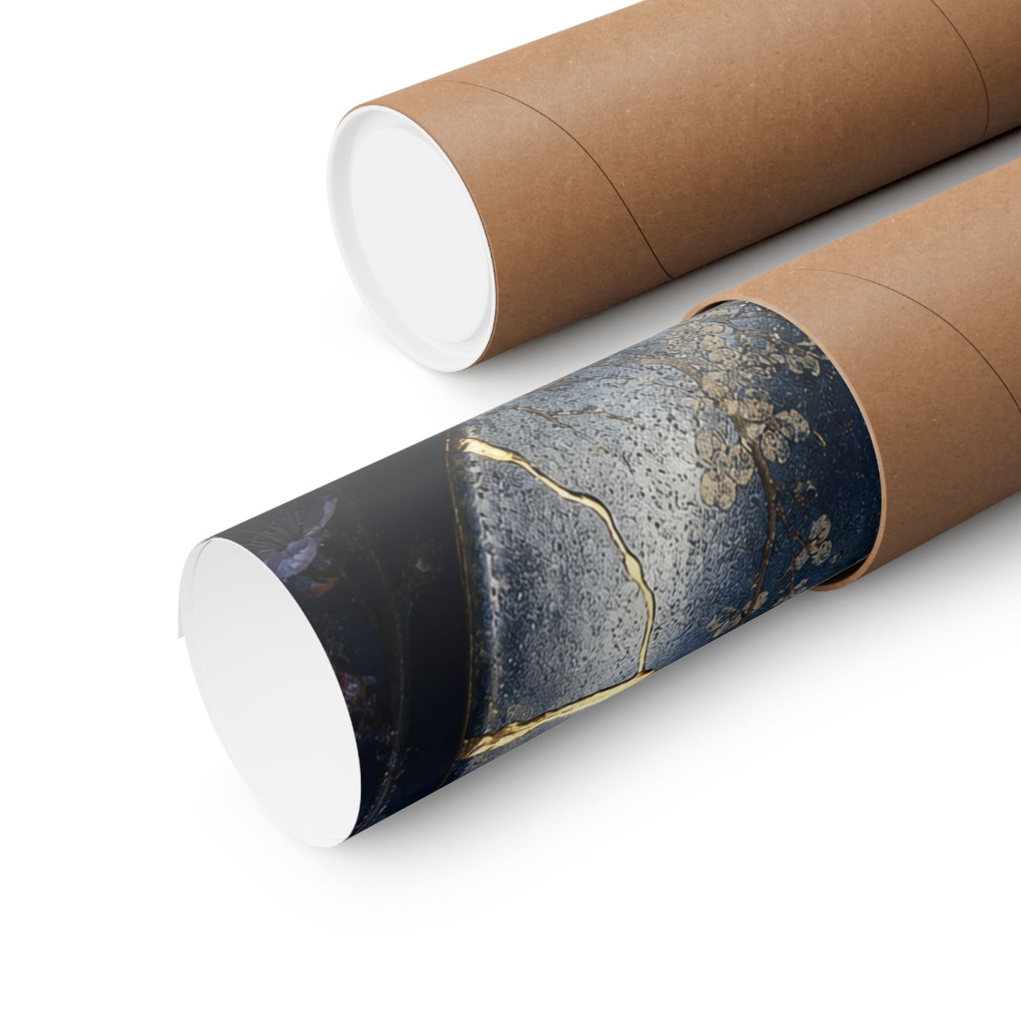 Kintsugi Cherry Blossom in Moonlight | Gold Repair Wall Art Print