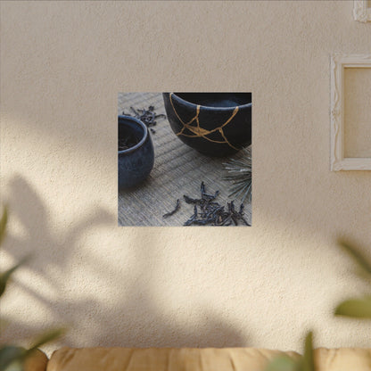 Kintsugi Tea Ceremony in Overcast | Gold Vein Canvas Art