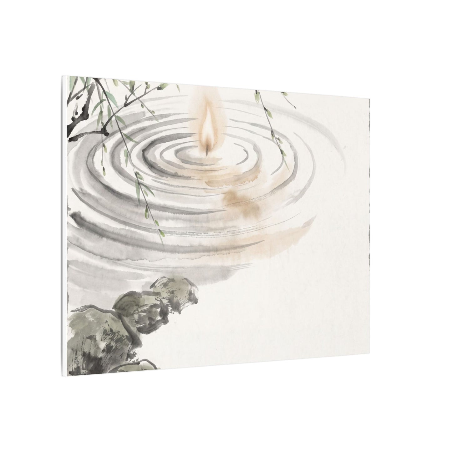 Water Ripple Sumi E Canvas Art | Tranquil Zen Art