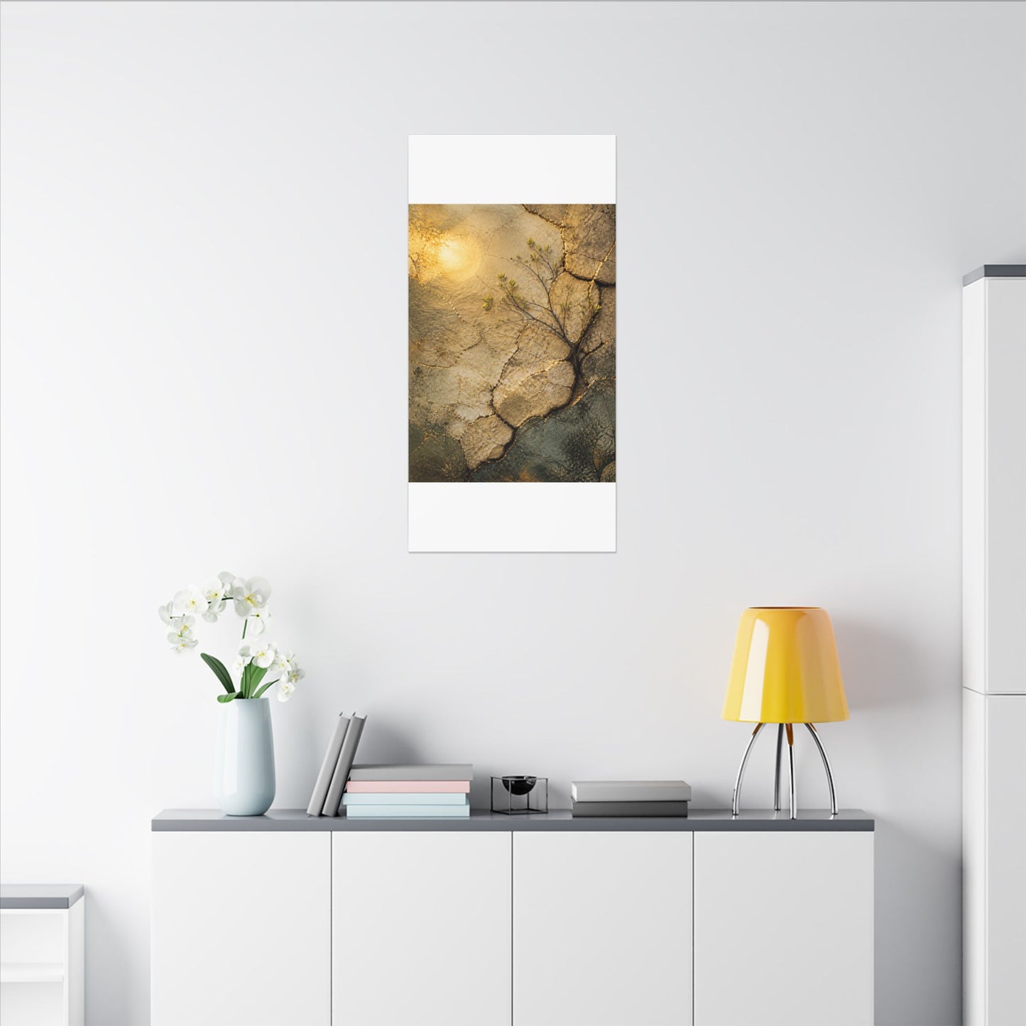 Cracked Earth Spring Canvas Art | Japandi Warm Design
