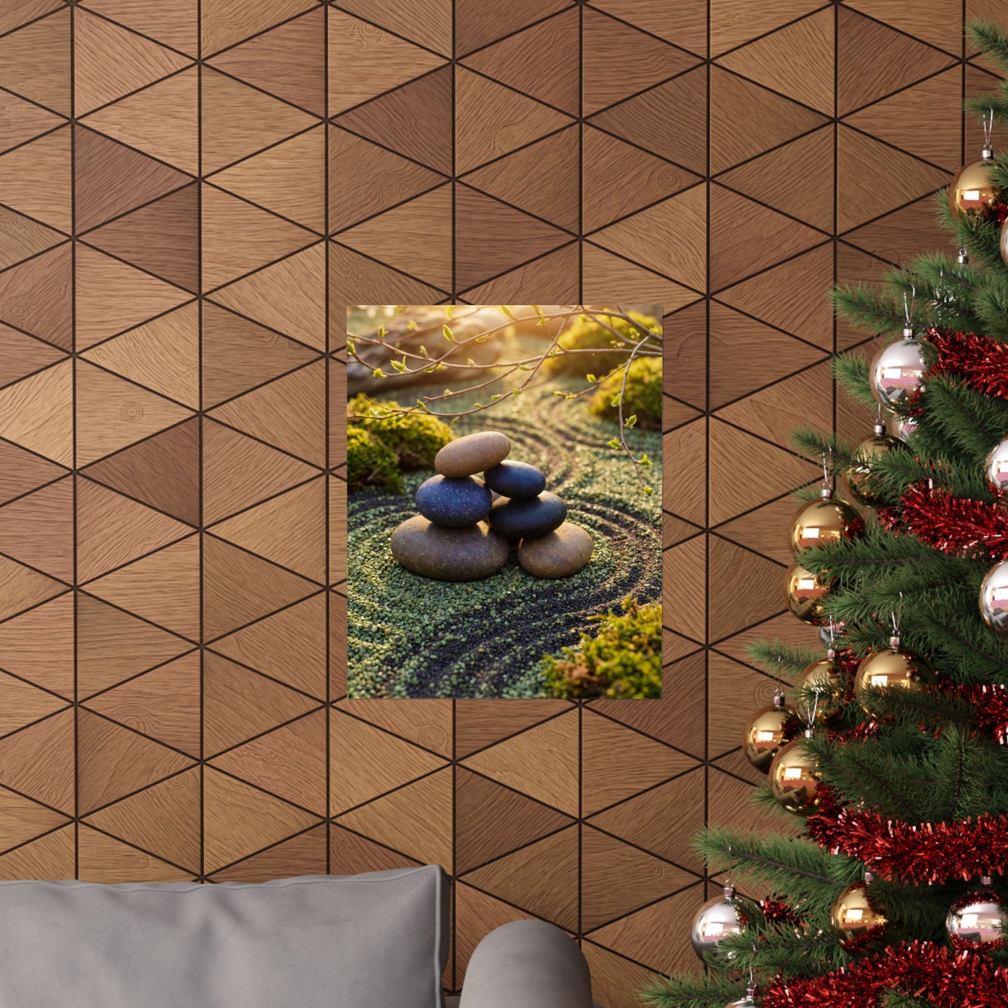 River Stones Spring Wall Art Print | Zen Contemplative Design