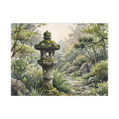 Neutral Stone Lantern Canvas Art - Watercolor Japandi Art Print