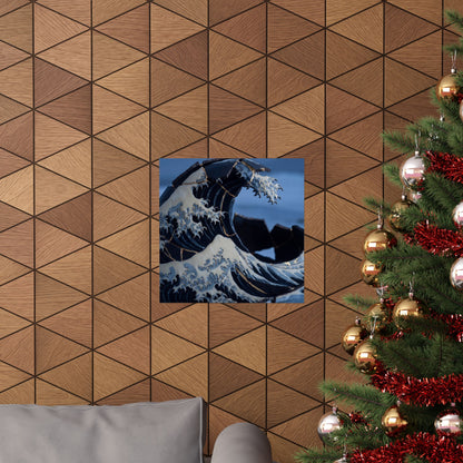 Winter Ocean Wave Gold Repair Wall Art Print | Resilient Decor