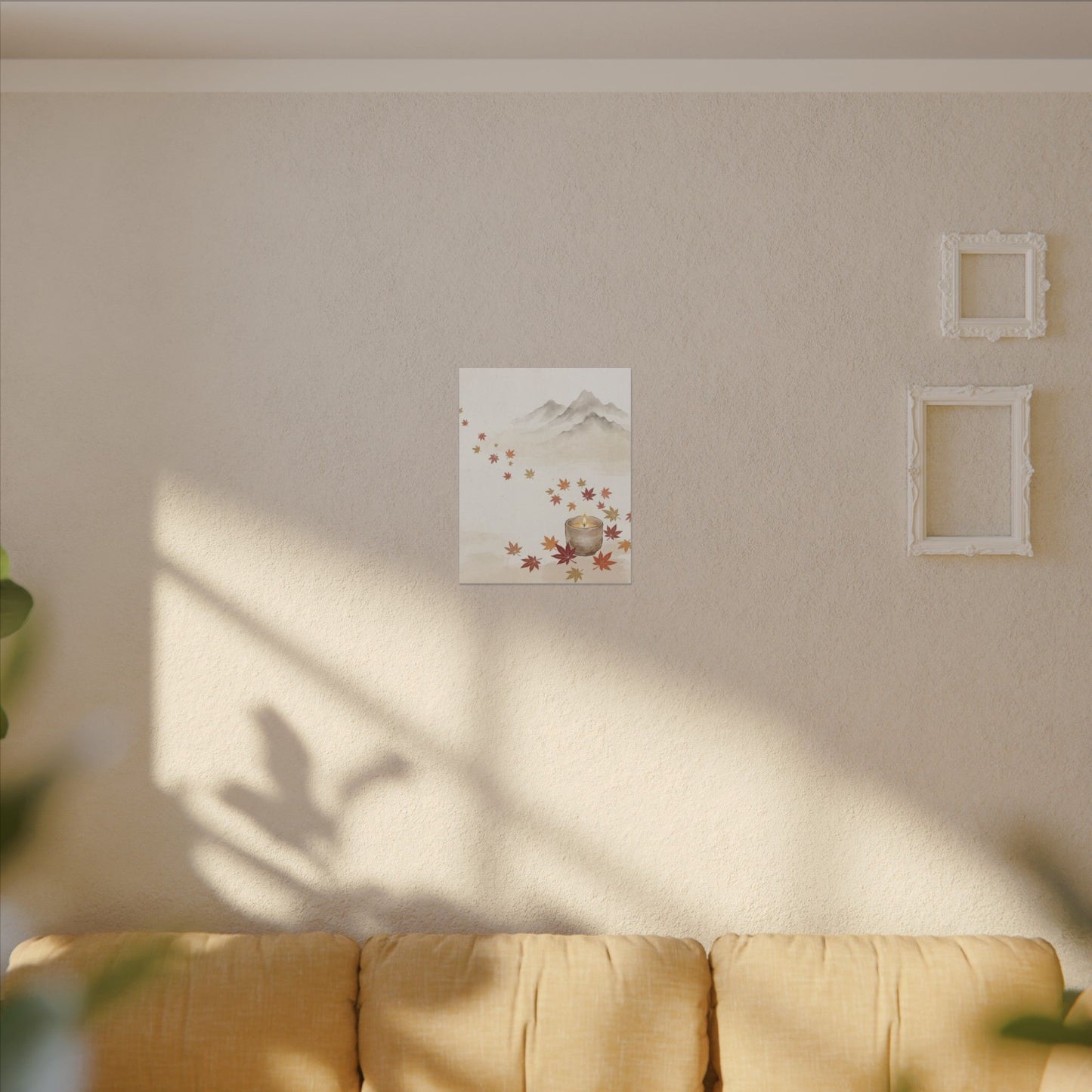 Earthy Mountain Mist Canvas Art - Japanese Pattern Japandi