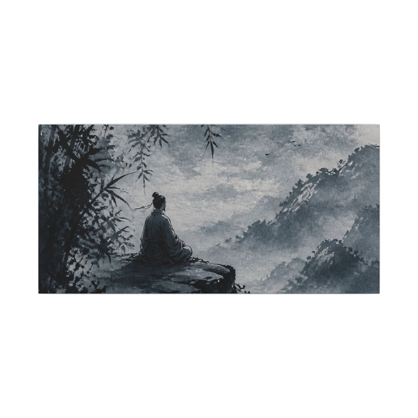 Ink Brushstroke Sumi E Canvas Art | Serene Zen Art