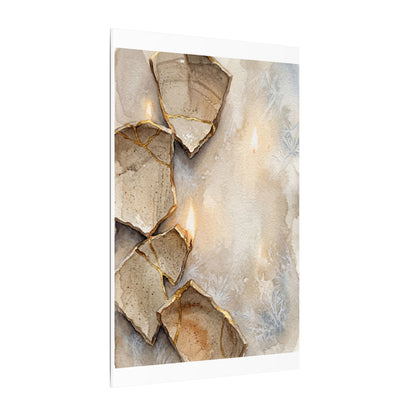 Broken Pottery Winter Canvas Art | Japandi Warm Design