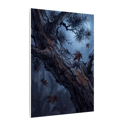 Atmospheric Pine Tree Canvas Art - Shadow Zen Dark Japandi