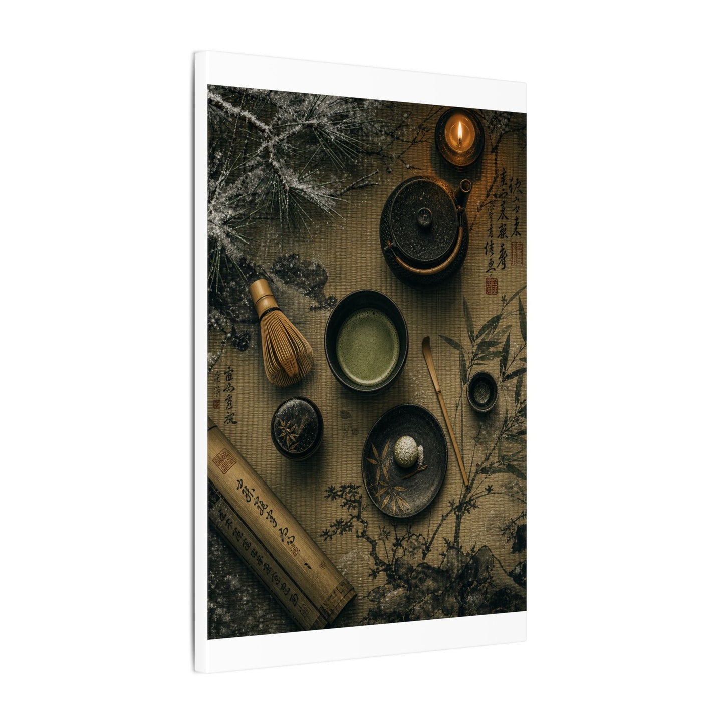 Tea Ceremony Canvas Art | Winter Zen Ukiyo E Inspired Art