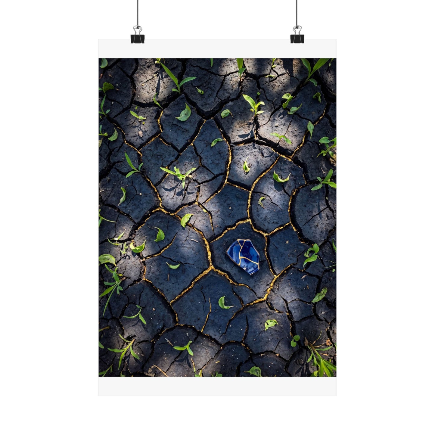 Cracked Earth Wall Art Print | Spring Dark Japandi Moody Minimal Art Art Print