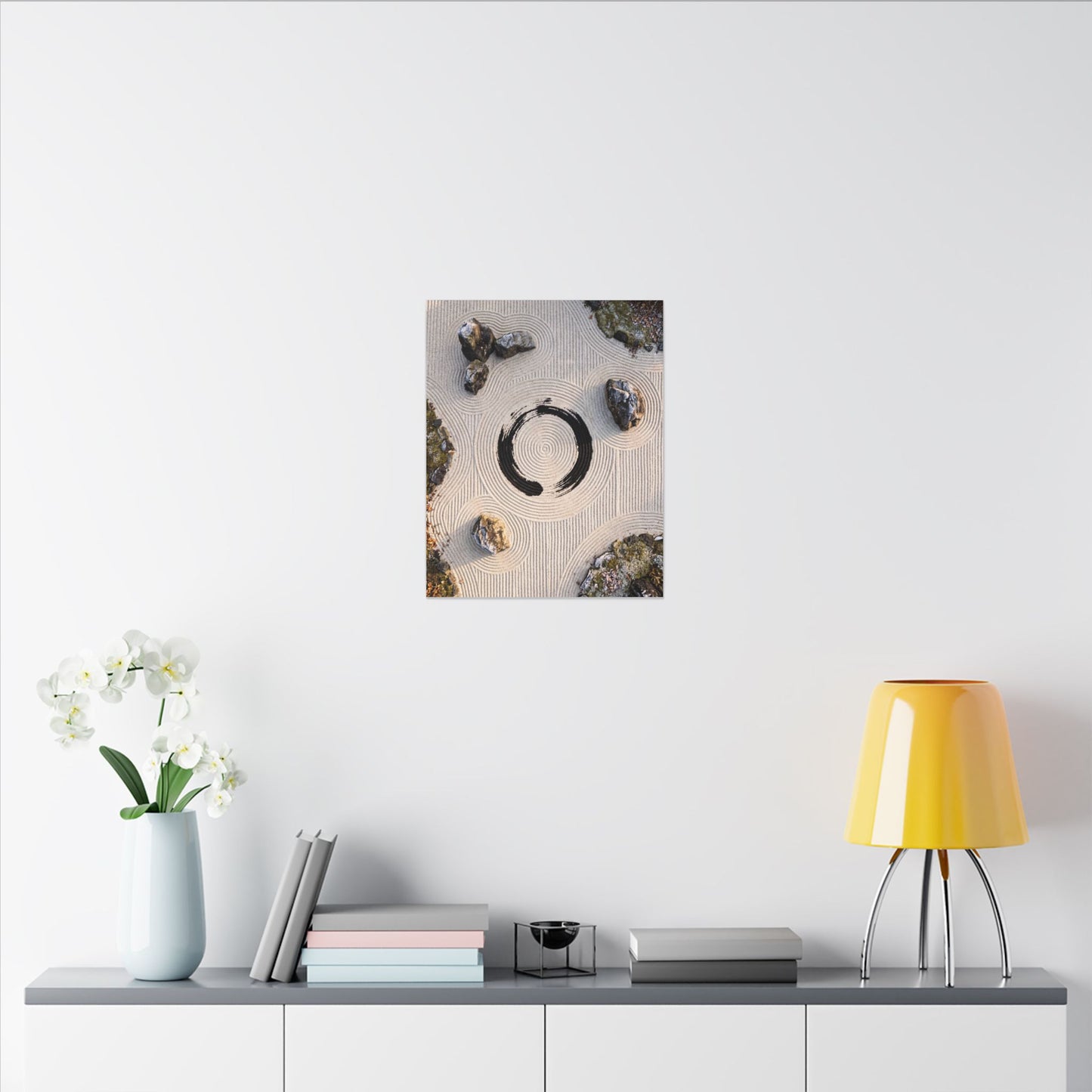 Rock Garden Canvas Art | Winter Zen Enso Art