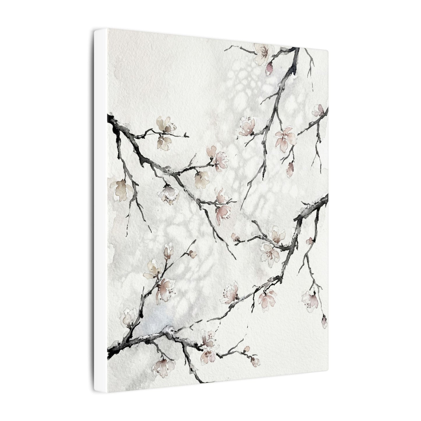 Cherry Blossom Canvas Art | Winter Japandi Watercolor Art