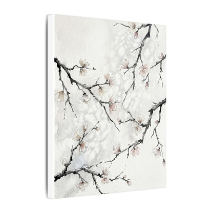 Cherry Blossom Canvas Art | Winter Japandi Watercolor Art