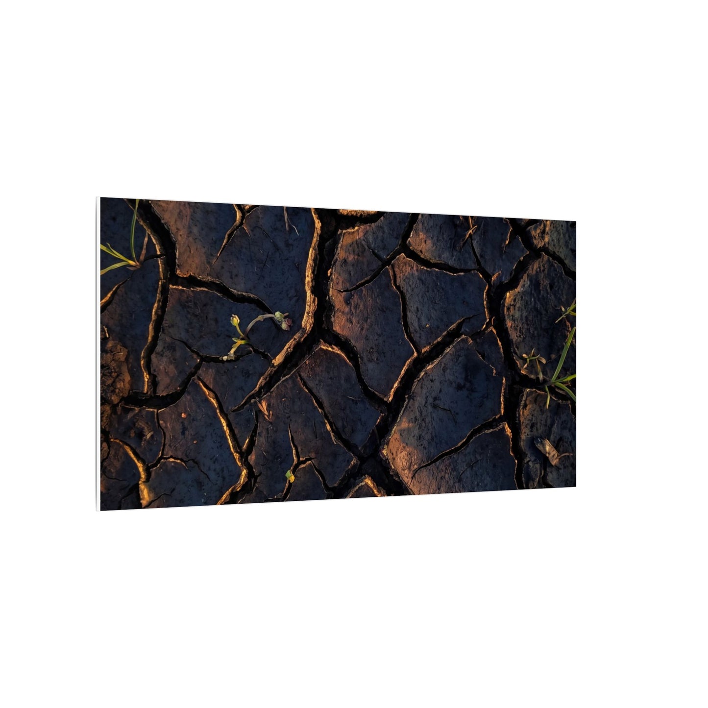 Cracked Earth Moody Minimal Canvas Art | Luxurious Dark Japandi Art