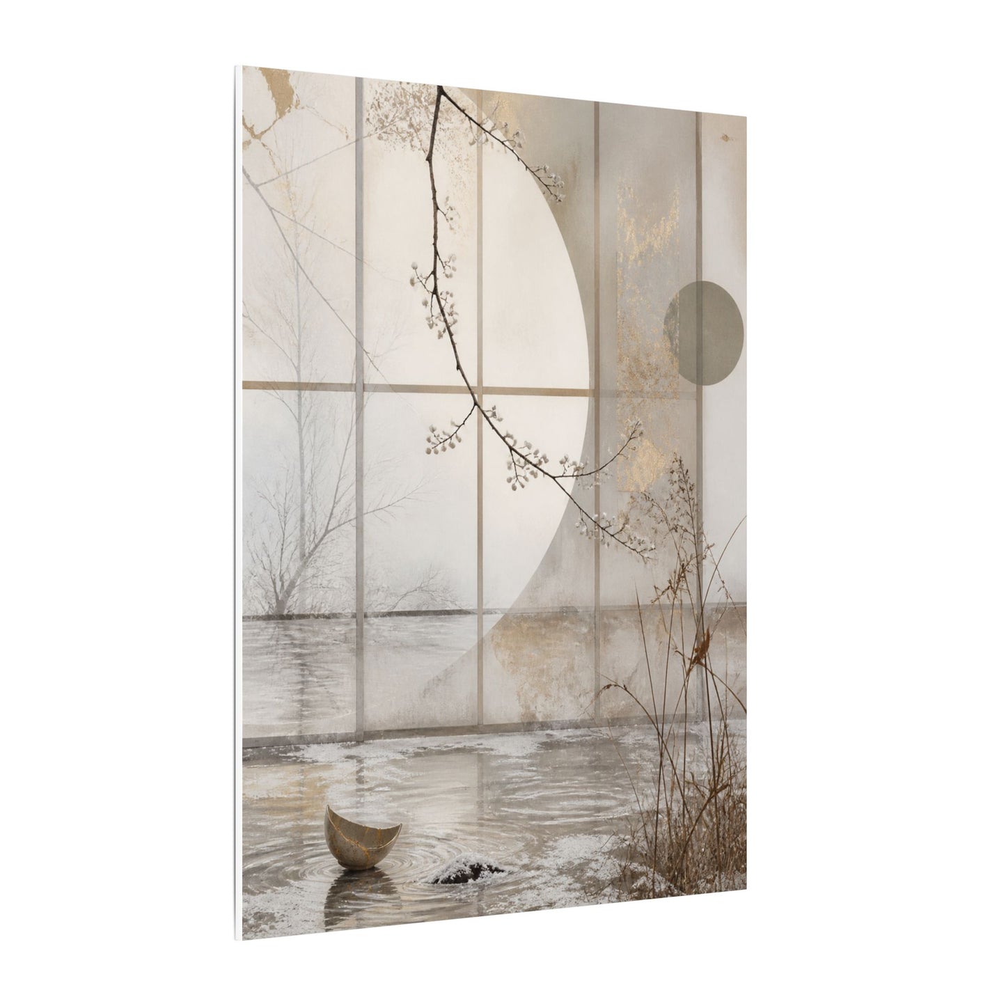 Winter Shoji Screen Japanese Pattern Canvas Art | Elegant Decor