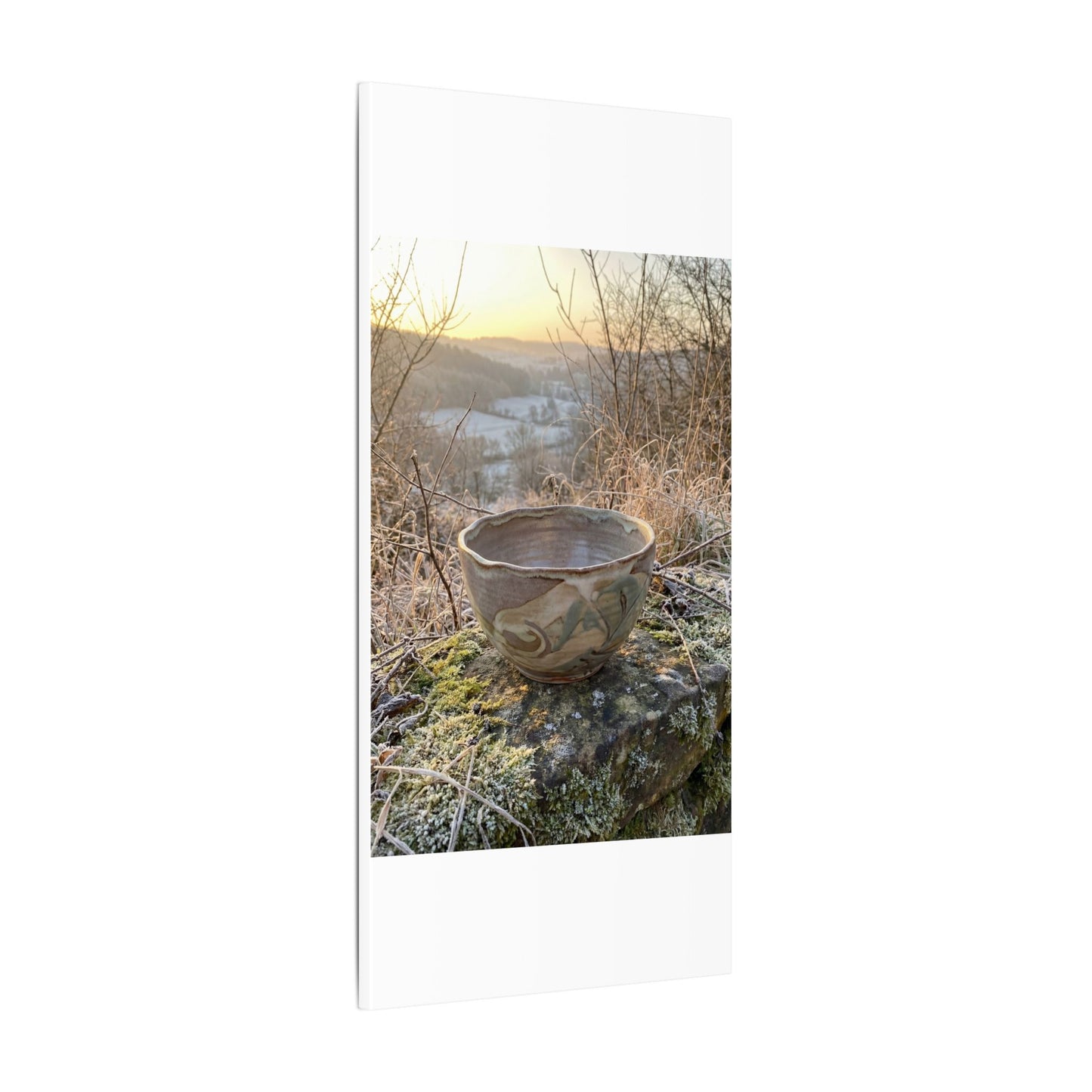 Golden Hour Ceramic Bowl Canvas Art - Japandi Shibui