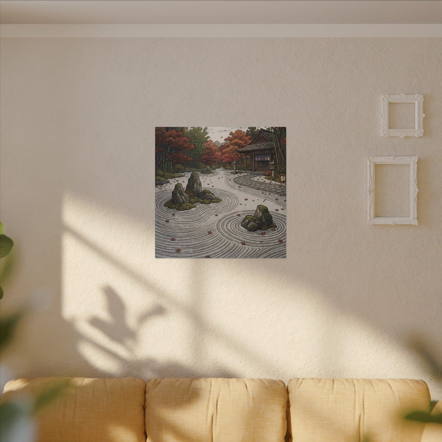 Autumn Rock Garden Ukiyo E Inspired Canvas Art | Peaceful Decor