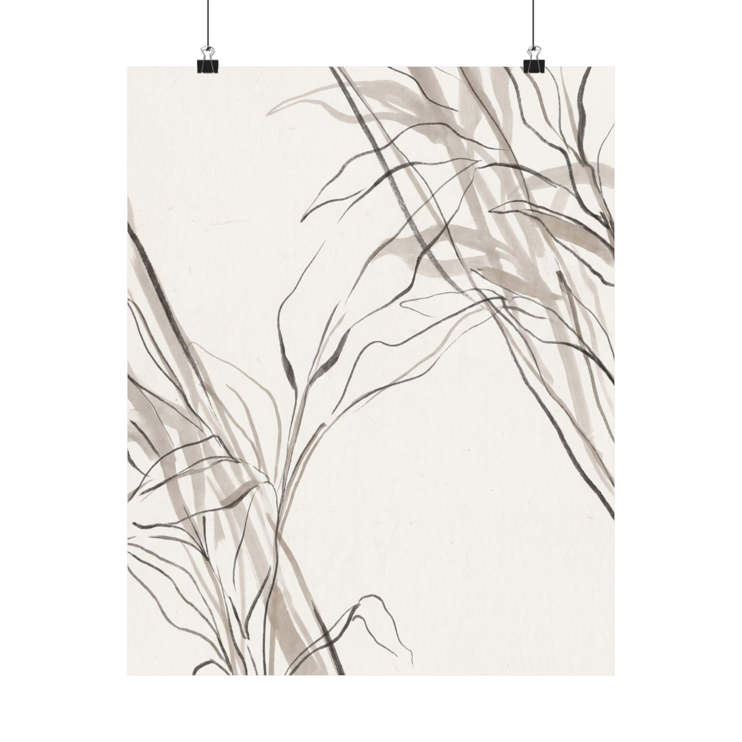 Japandi Shoji Screen in Dappled | Minimal Line Wall Art Print