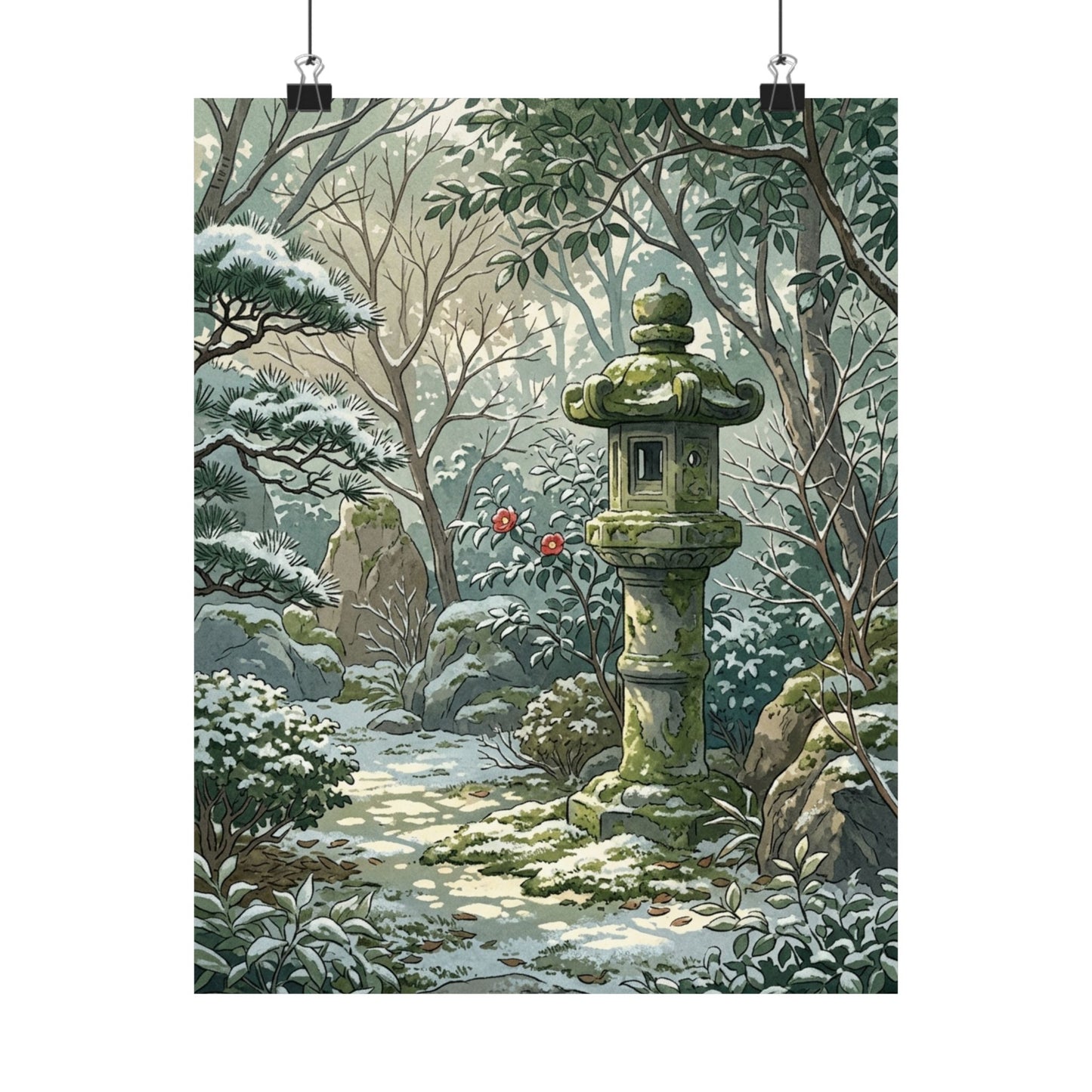 Dappled Stone Lantern Wall Art Print - Japandi Datsuzoku