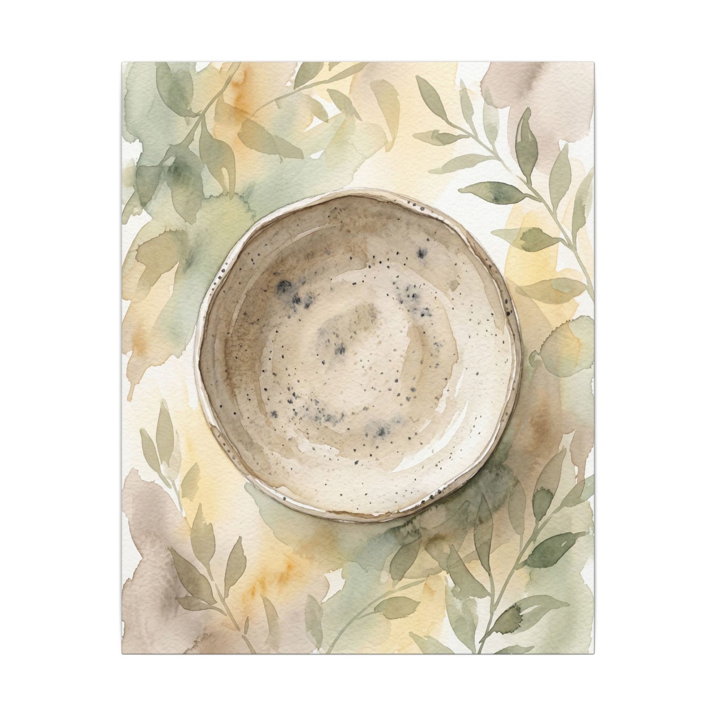 Ceramic Bowl Watercolor Canvas Art | Warm Japandi Art
