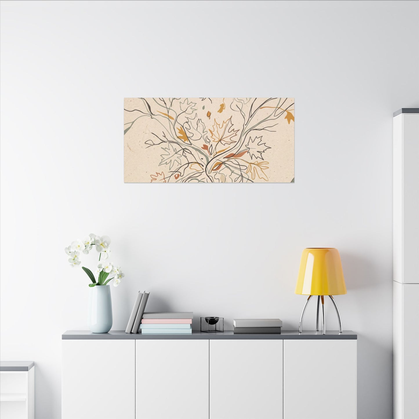 Warm Shadow Play Canvas Art - Minimal Line Japandi
