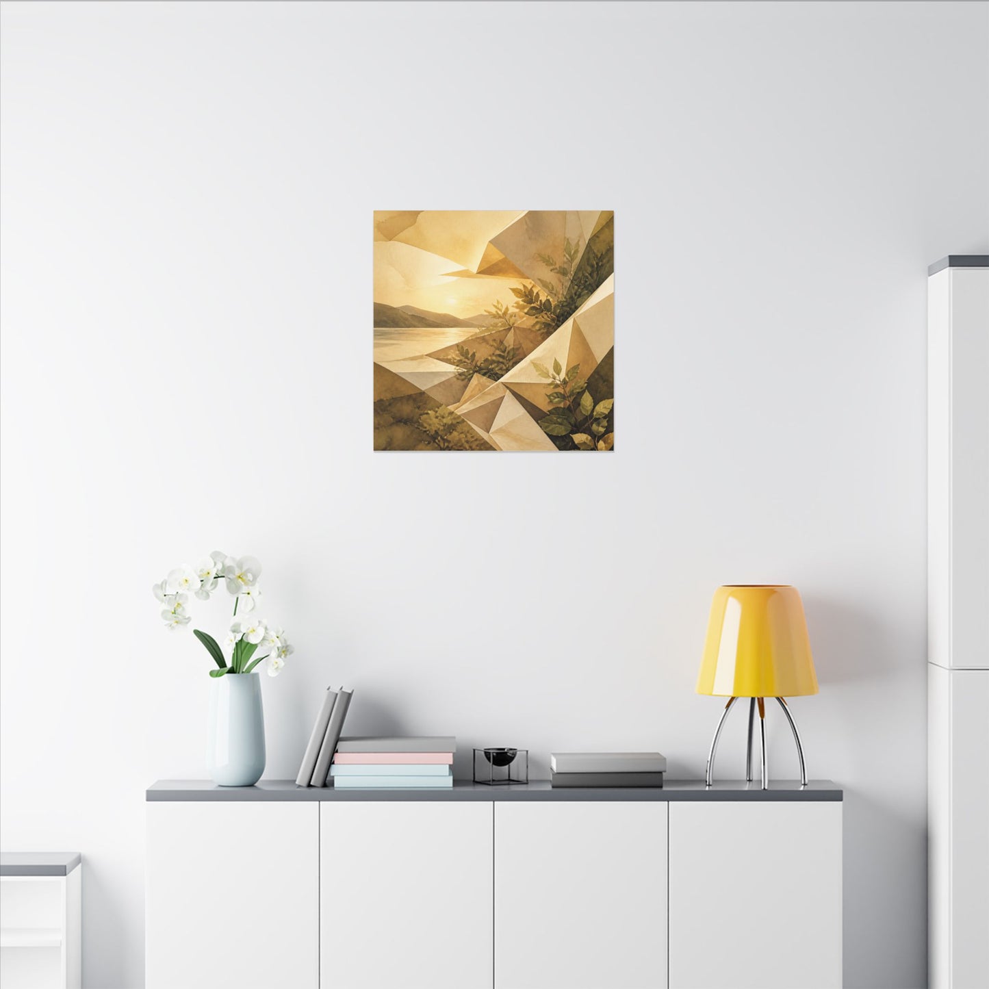 Golden Hour Paper Fold Canvas Art - Japandi Ma