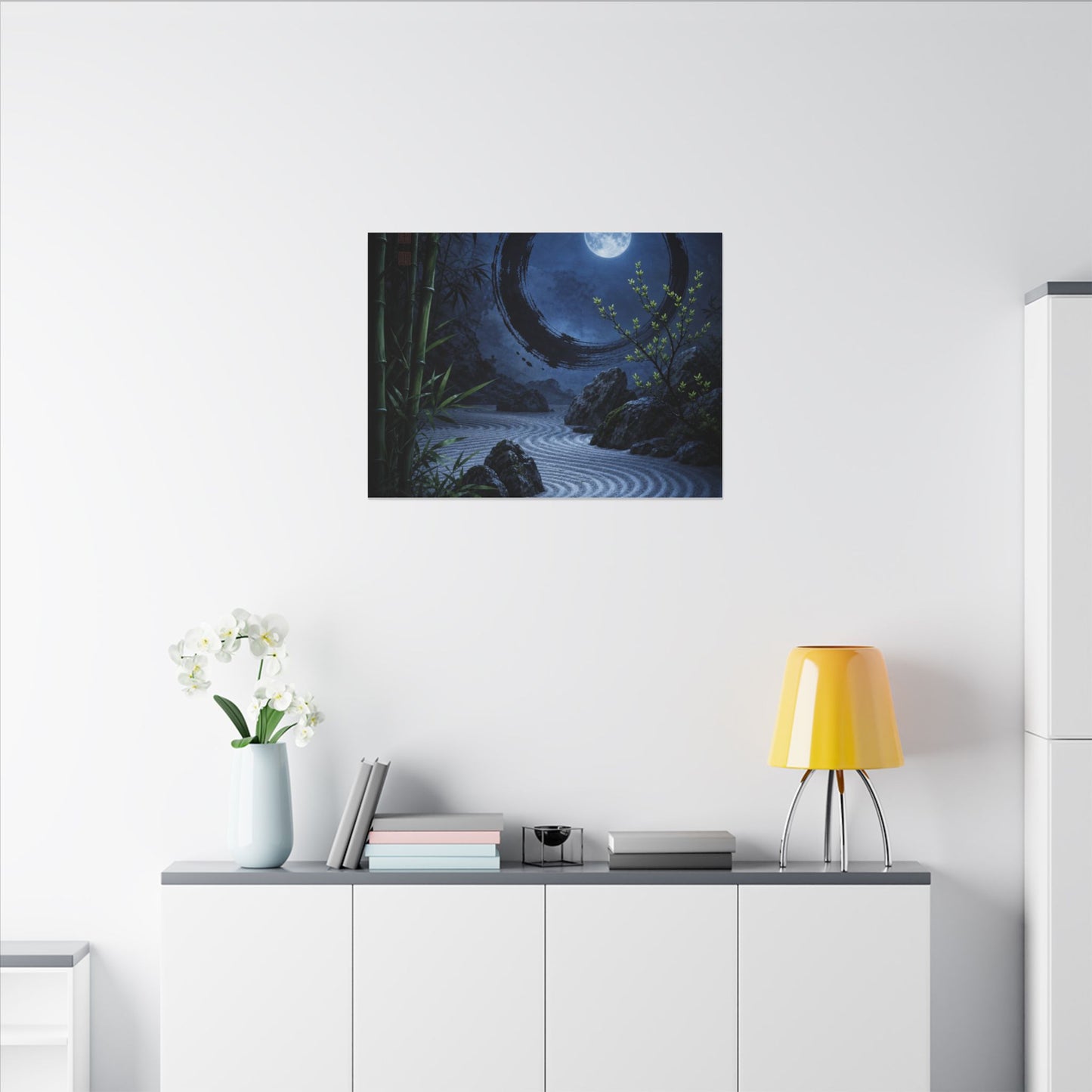 Serene Rock Garden Canvas Art - Enso Zen