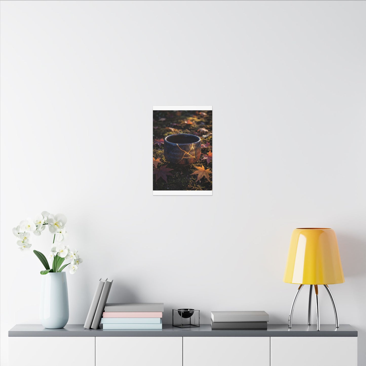 Kanso Moonlit Garden Canvas Art - Kintsugi Gold Repair
