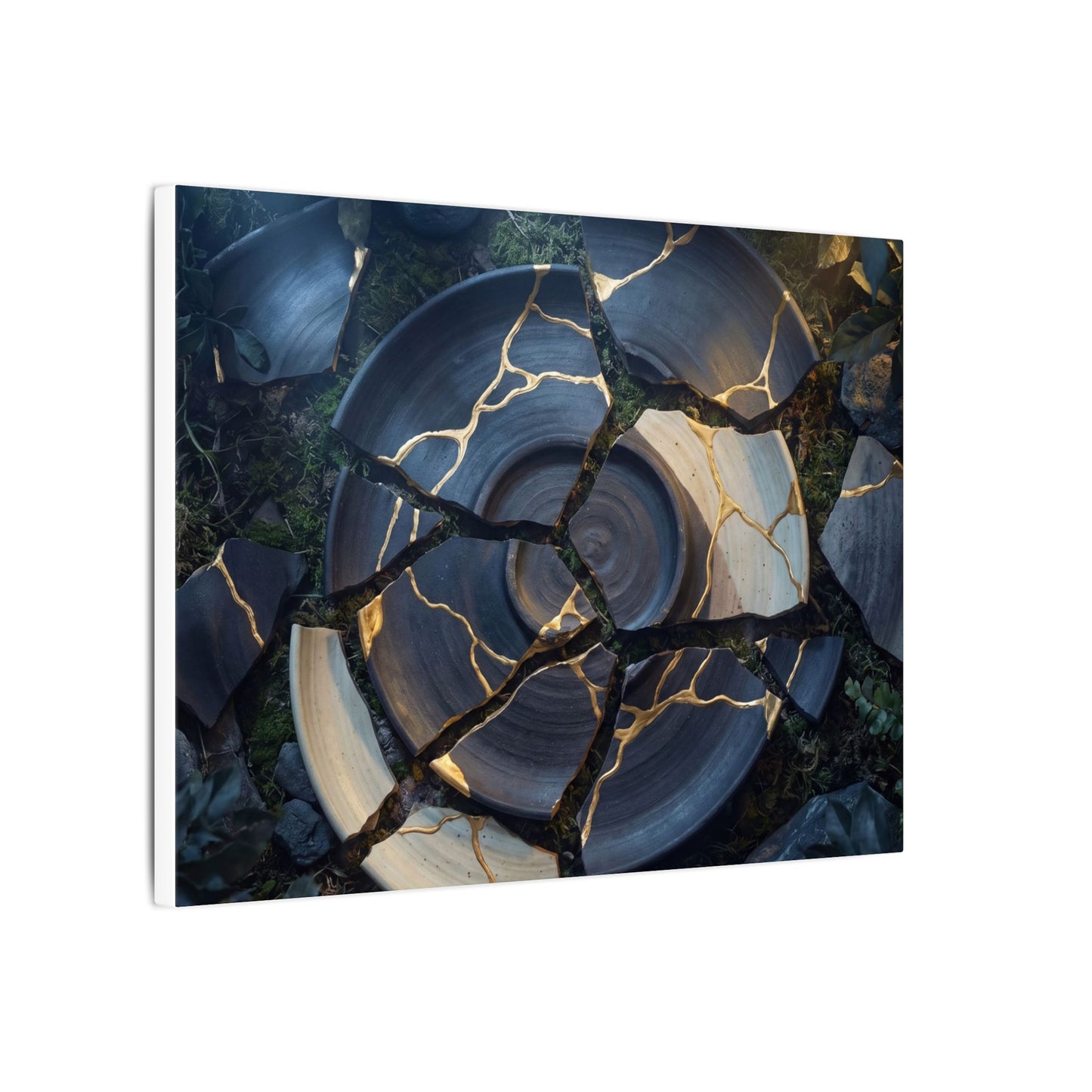 Resilient Broken Pottery Canvas Art - Gold Vein Kintsugi