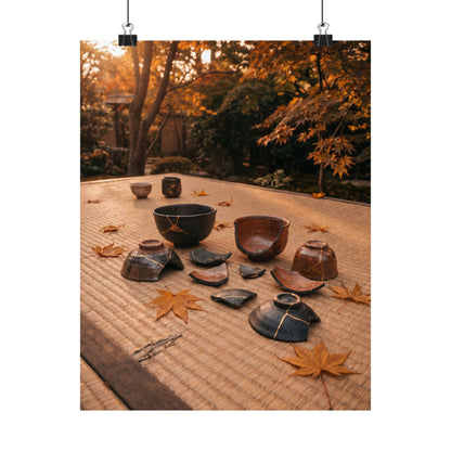 Kintsugi Tea Ceremony in Golden Hour | Broken Beauty Wall Art Print Art Print