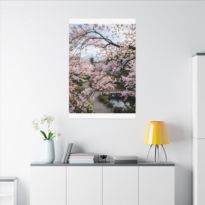 Cherry Blossom Winter Canvas Art | Dark Japandi Luxurious Design