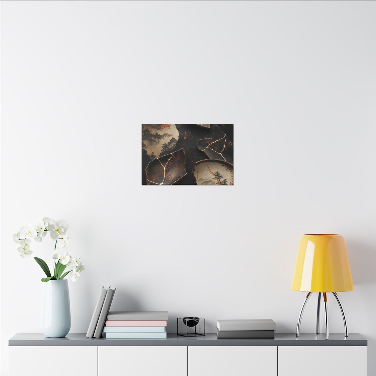 Broken Pottery Gold Vein Canvas Art | Philosophical Kintsugi Art