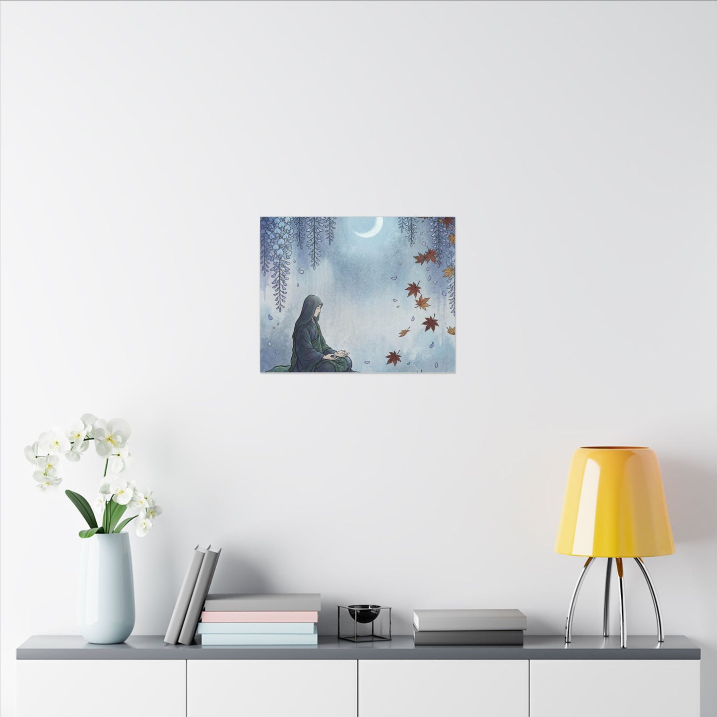 Zen Wisteria in Moonlight | Ukiyo E Inspired Canvas Art